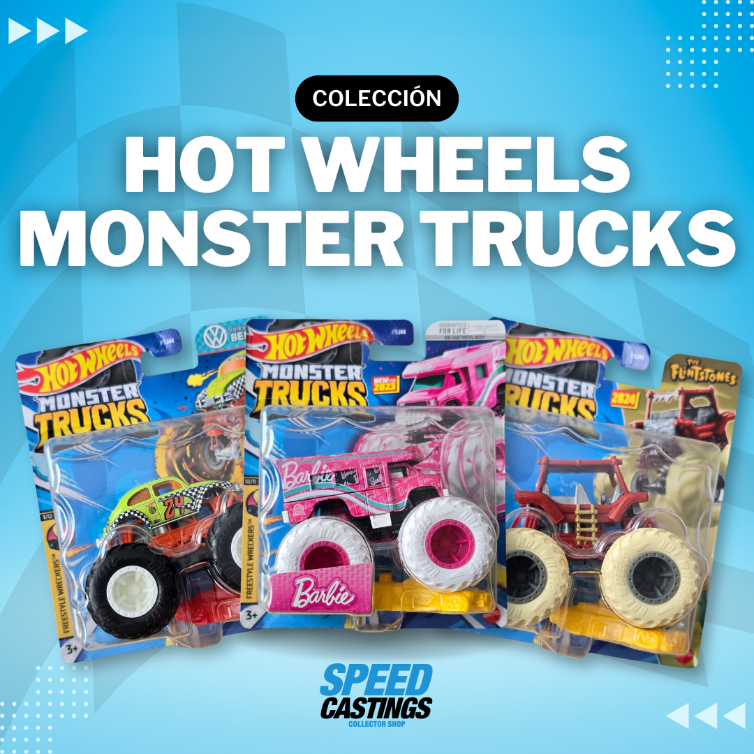 Los Hot Wheels Monster Trucks son enormes, potentes y están diseñados para impresionar. Con ruedas gigantes y carrocerías robustas, estos vehículos coleccionables están listos para aplastar cualquier desafío y destacarse en tu colección.