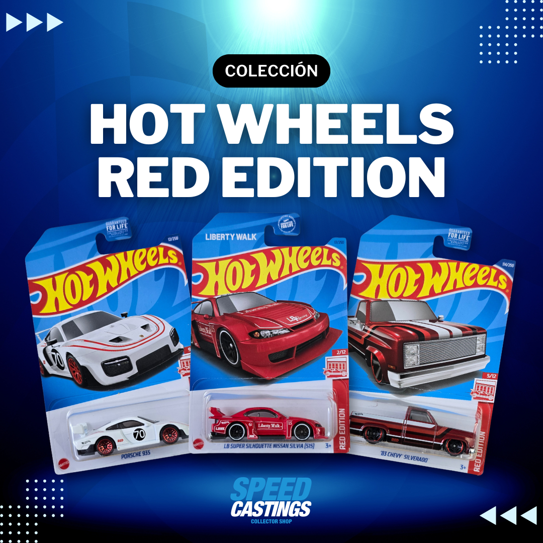 Los Hot Wheels Red Edition es una colección exclusiva que ofrece autos únicos de color rojo que han salido en tiendas Target de Estados Unidos. Estos castings son perfectos para aquellos coleccionistas que buscan versiones limitadas.