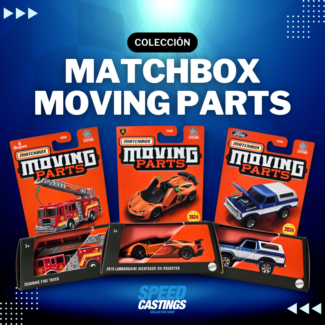 La colección Matchbox Moving Parts presenta autos con partes móviles como puertas, cofres y más. Estas características añaden un nivel de realismo único que encanta a los coleccionistas más exigentes.