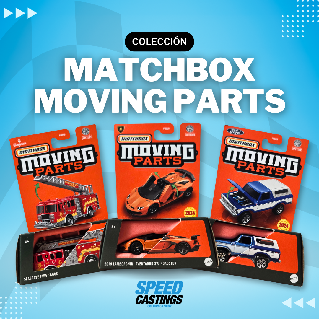 La colección Matchbox Moving Parts presenta autos con partes móviles como puertas, cofres y más. Estas características añaden un nivel de realismo único que encanta a los coleccionistas más exigentes.