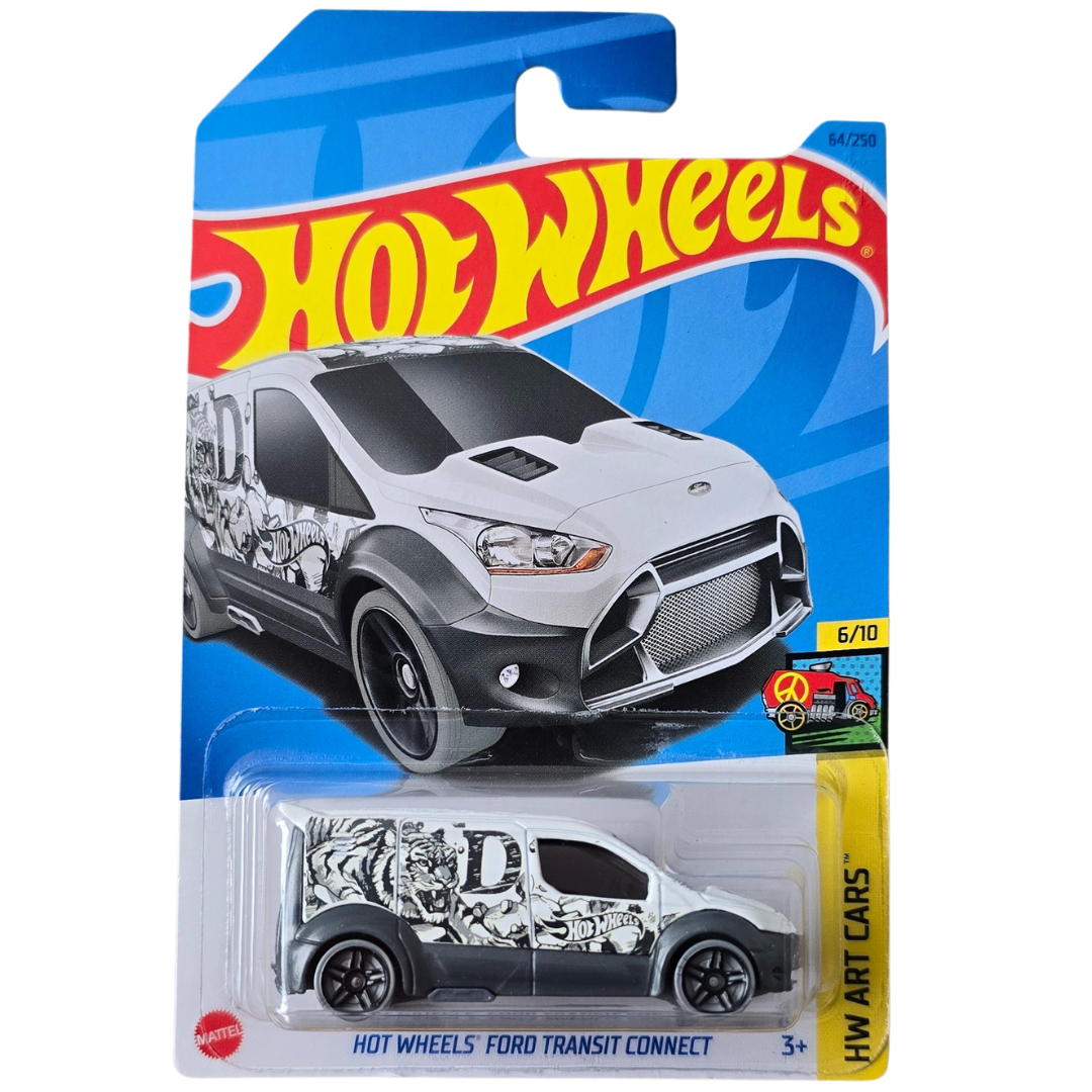 Hot Wheels Ford Transit Connect – Silber, 1/64, Sammlerauto In KLAS Schutzfolie, Kurz Karte