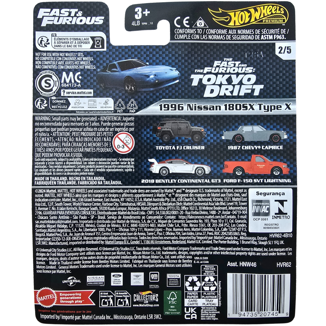Hot Wheels Premium - 1996 Nissan 180SX Type X (Fast & Furious)
