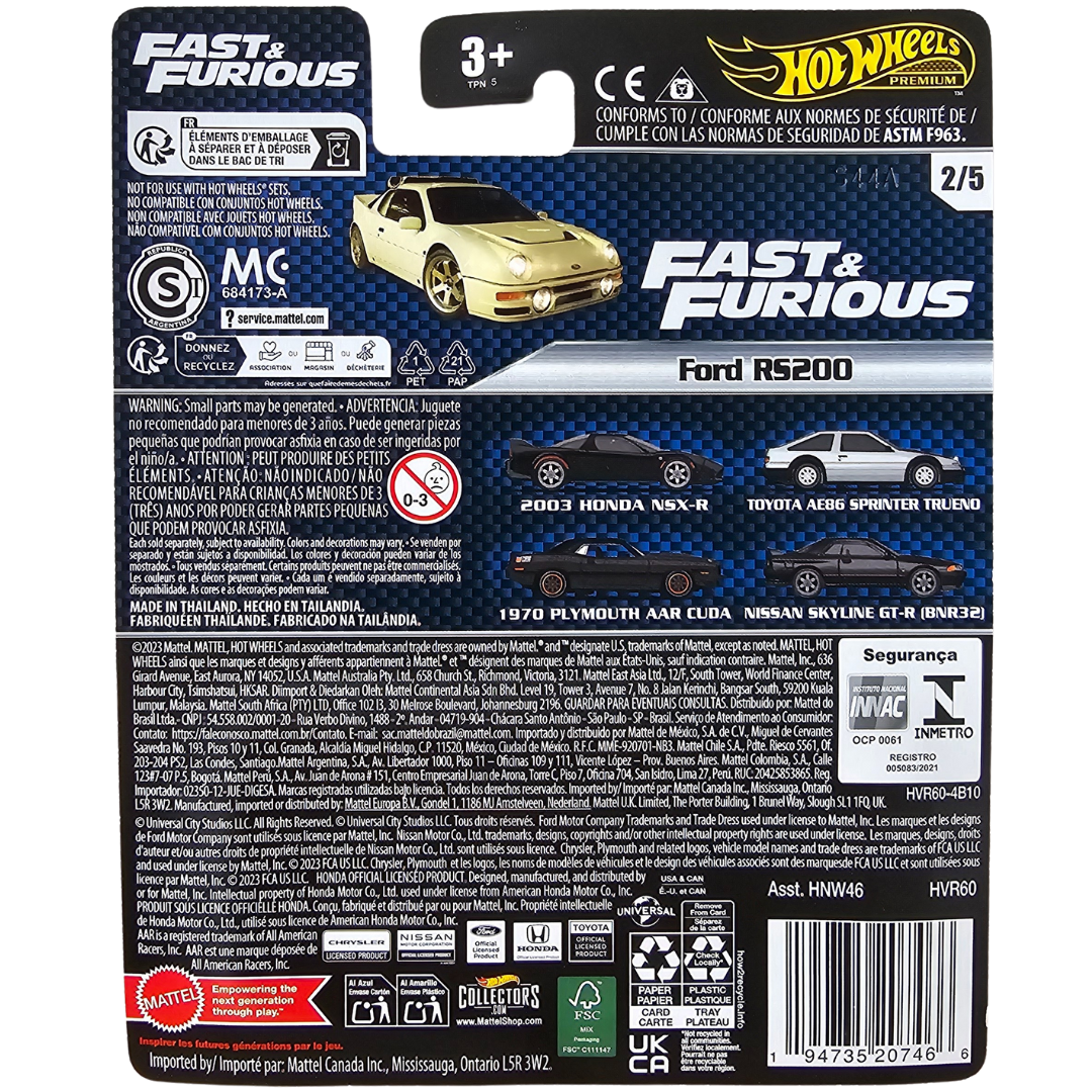 Hot Wheels Premium - Ford RS200 (Fast & Furious)