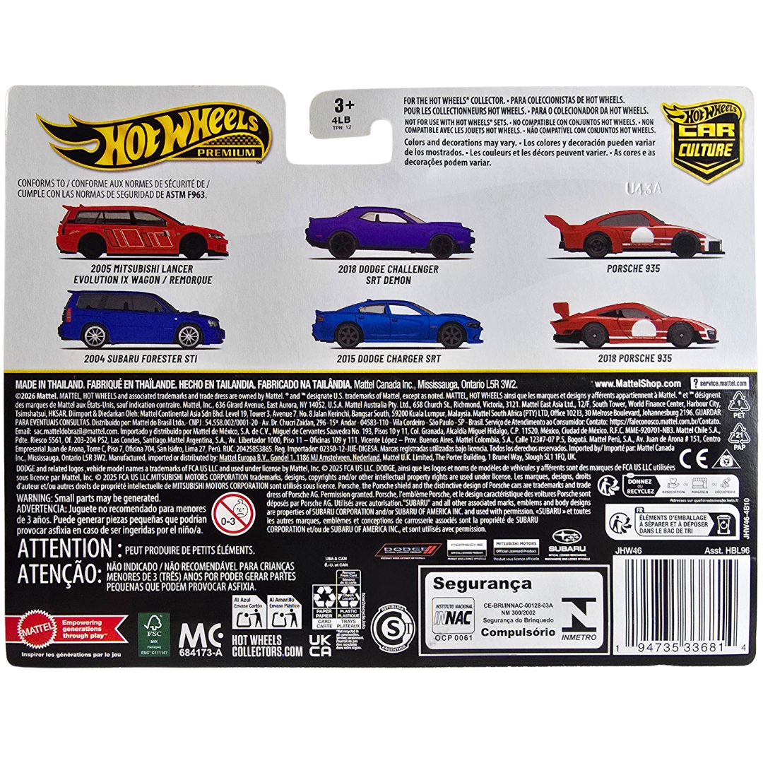 Hot Wheels Premium Duo Pack - 2005 Mitsubishi Lancer Evolution IX Wagon / Remorque - 2004 Subaru Forester STI