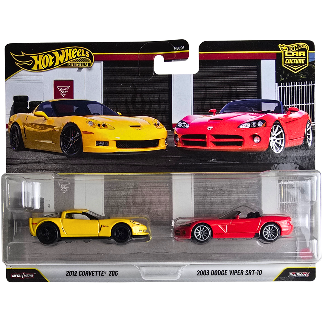 Hot Wheels Premium Duo Pack - 2012 Corvette Z06 - 2003 Dodge viper SRT-10