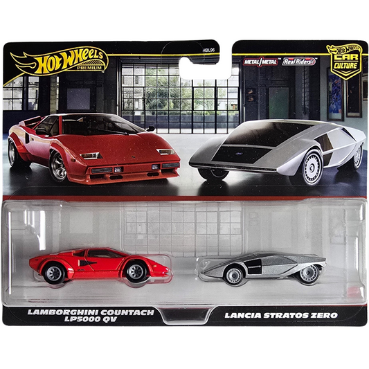 Hot Wheels Premium Duo Pack - Lamborghini Countach LP5000 QV - Lancia Stratos Zero