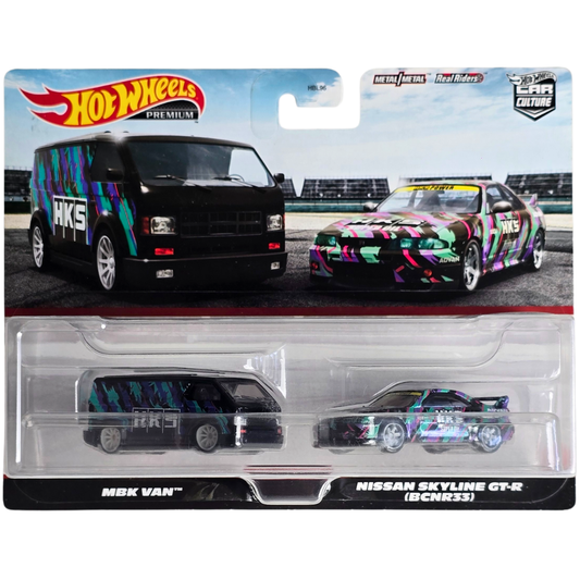 Hot Wheels Premium Duo Pack - MBK Van - Nissan Skyline GT-R (BCNR33)