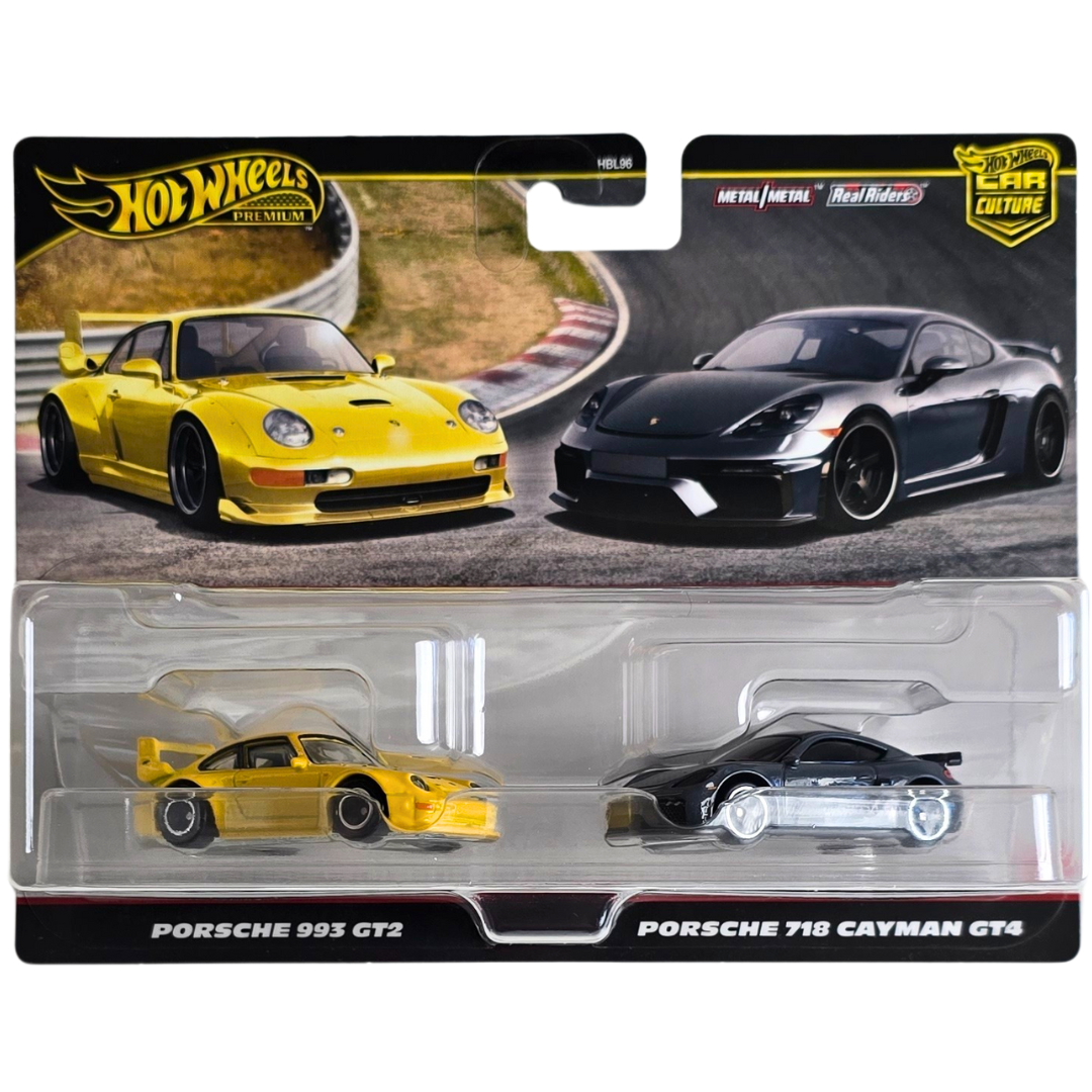 Hot Wheels Premium Duo Pack - Porsche 993 GT2 - Porsche 718 Cayman GT4