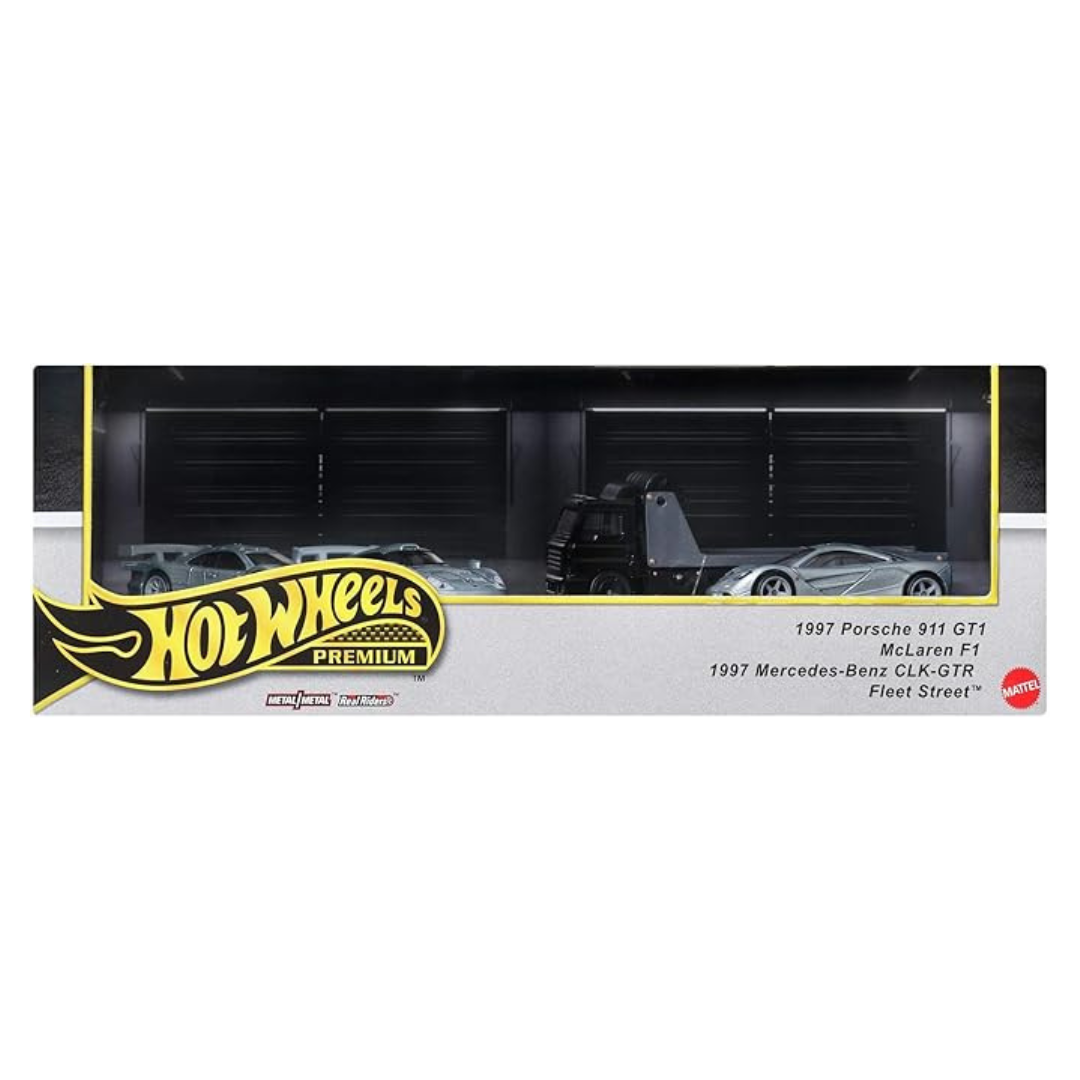 Hot Wheels Premium Set - 1997 Porsche 911 GT1 - McLaren F1 - 1997 Mercedes-Benz CLK-GTR - Fleet Street