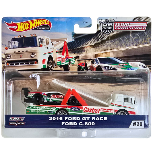 Hot Wheels Premium Team Transport #20 - 2016 Ford GT Race - Ford C-800