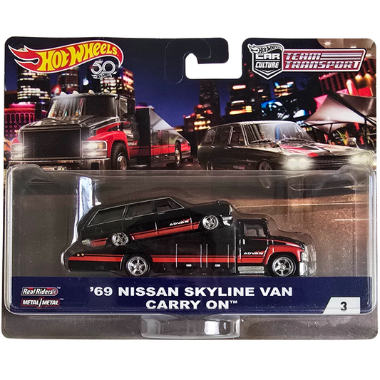 Hot Wheels Premium Team Transport #3 - '69 Nissan Skyline Van - Carry On (Ligero Detalle en Blíster)