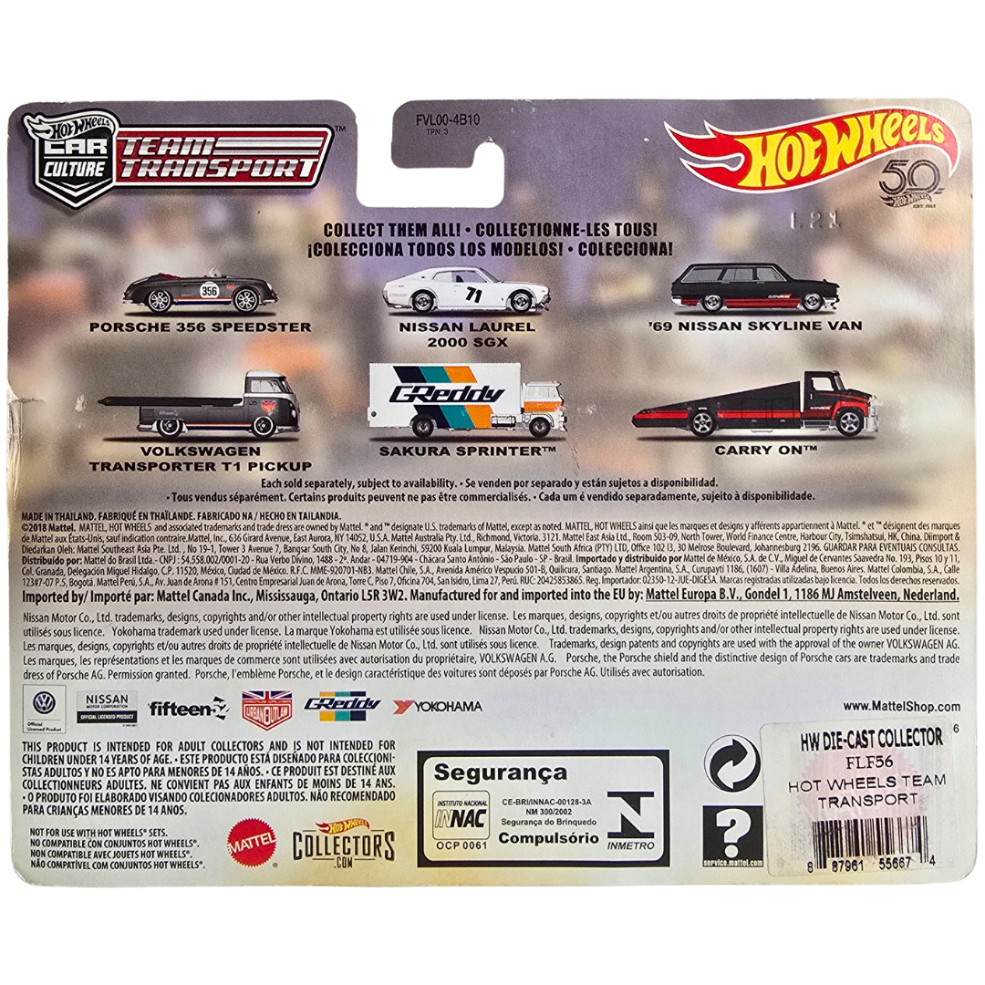 Hot Wheels Premium Team Transport #3 - '69 Nissan Skyline Van - Carry On (Ligero Detalle en Blíster)