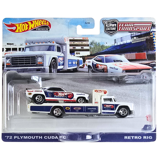 Hot Wheels Premium Team Transport #46 - '72 Plymouth Cuda FC - Retro Rig