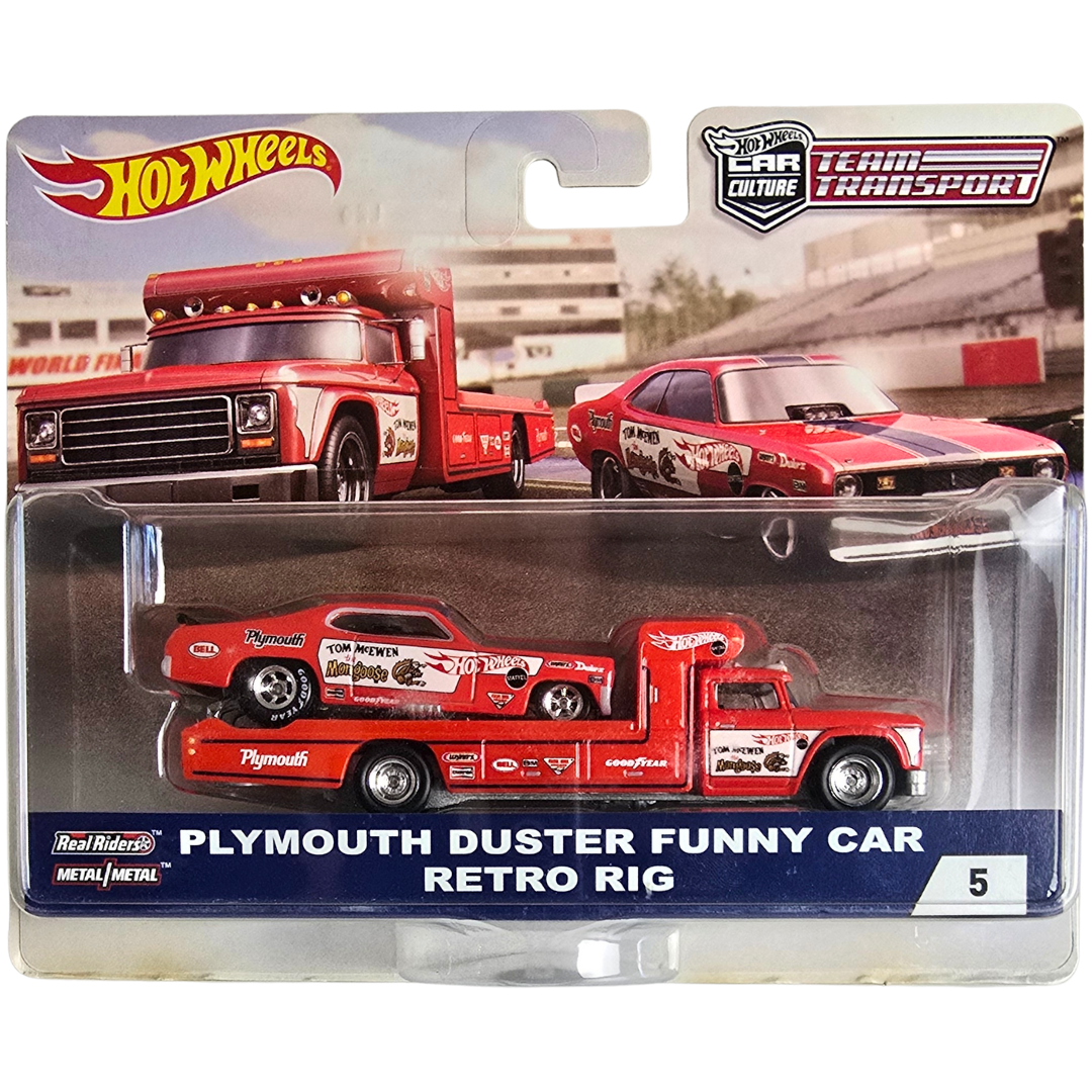 Hot Wheels Premium Team Transport #5 - Plymouth Duster Funny Car - Retro Rig