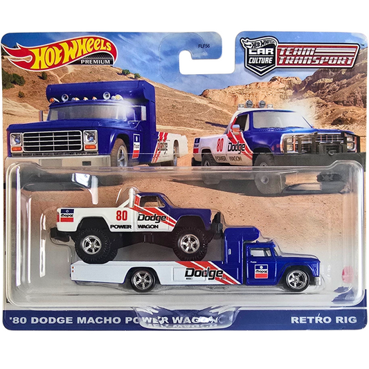 Hot Wheels Premium Team Transport #51 - '80 Dodge Macho Power Wagon - Retro Rig