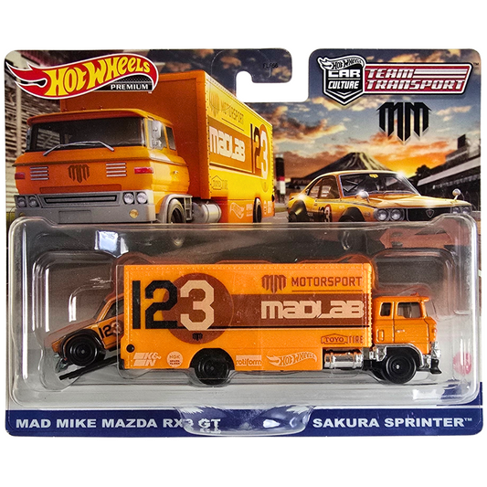 Hot Wheels Premium Team Transport #58 - Mad Mike Mazda RX3 GT - Sakura Sprinter