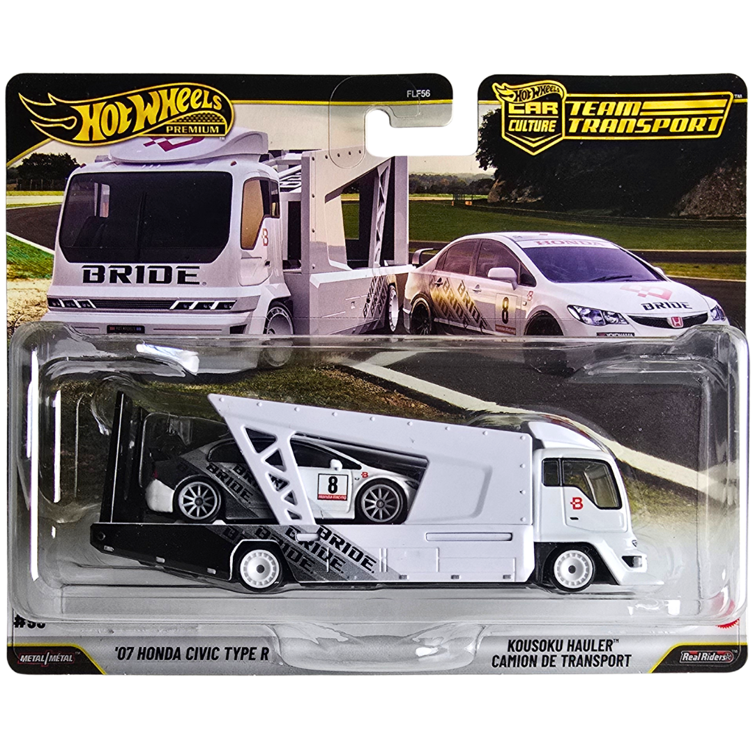 Hot Wheels Premium Team Transport #93 - '07 Honda Civic Type R - Kousoku Hauler Camion De Transport
