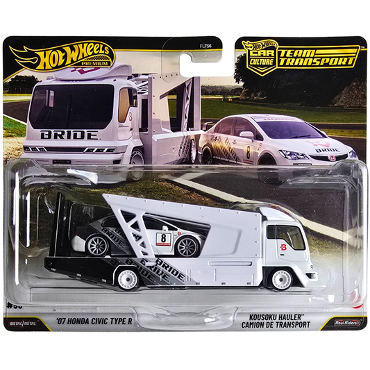Hot Wheels Premium Team Transport #93 - '07 Honda Civic Type R - Kousoku Hauler Camion De Transport
