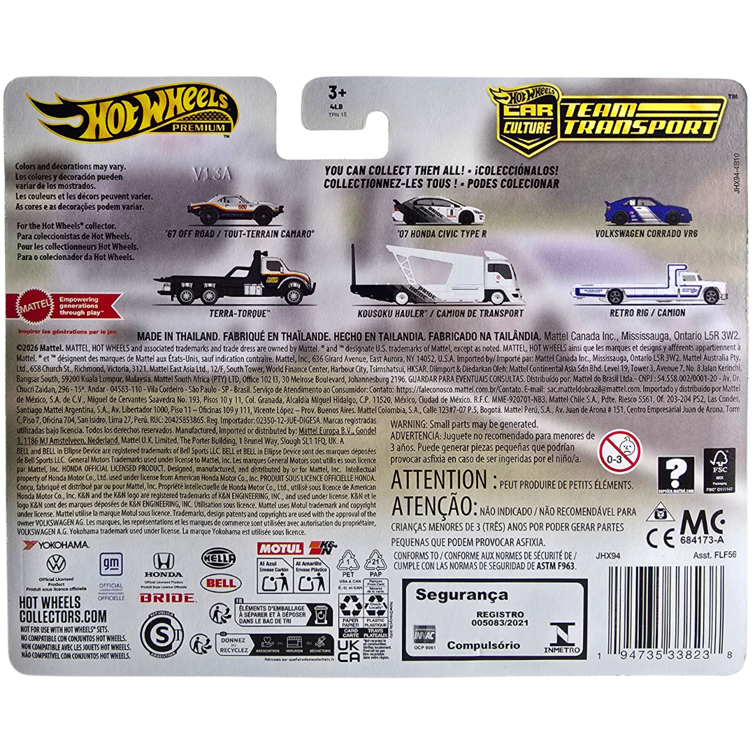 Hot Wheels Premium Team Transport #93 - '07 Honda Civic Type R - Kousoku Hauler Camion De Transport