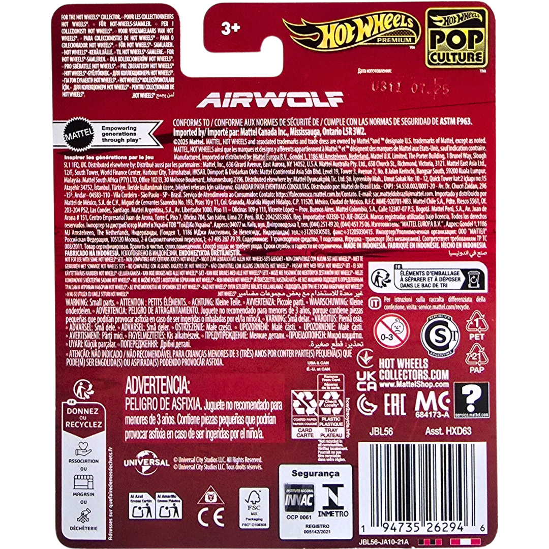 Hot Wheels Premium (Airwolf) - Airwolf Helicopter/Hélicoptère