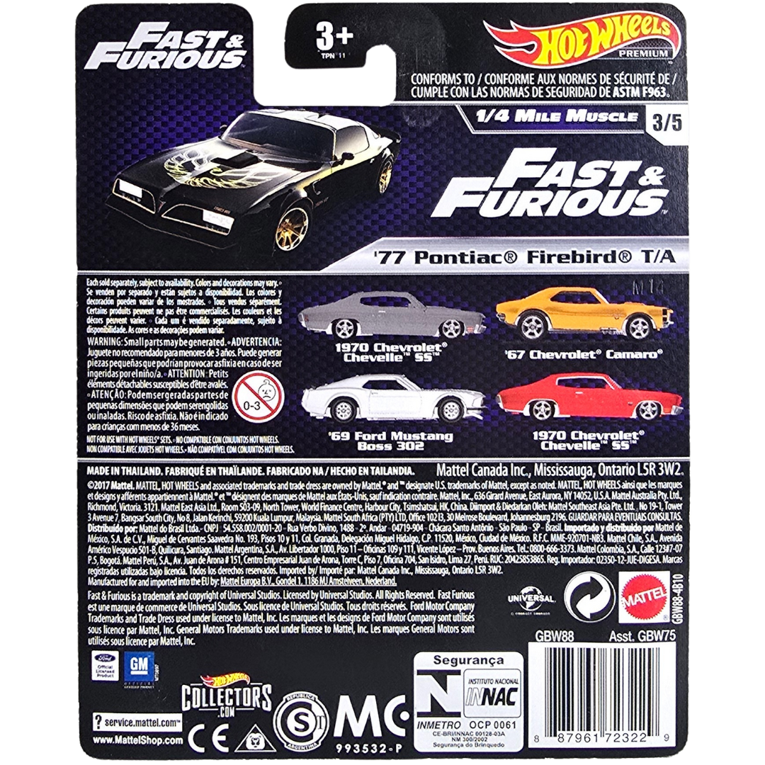 Hot Wheels Premium (Fast & Furious - 1/4 Mile Muscle) - '77 Pontiac Firebird T/A