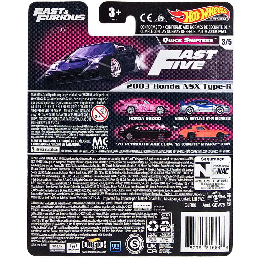 Hot Wheels Premium (Fast & Furious - Quick Shifters) - 2003 Honda NSX Type-R