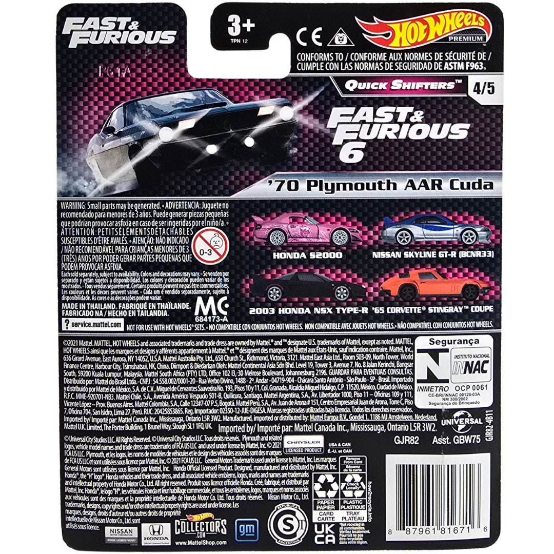 Hot Wheels Premium (Fast & Furious - Quick Shifters) - '70 Plymouth AAR Cuda
