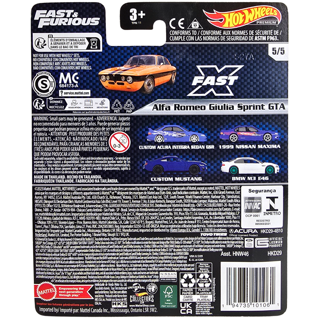 Hot Wheels Premium (Fast & Furious) - Alfa Romeo Giulia Sprint GTA
