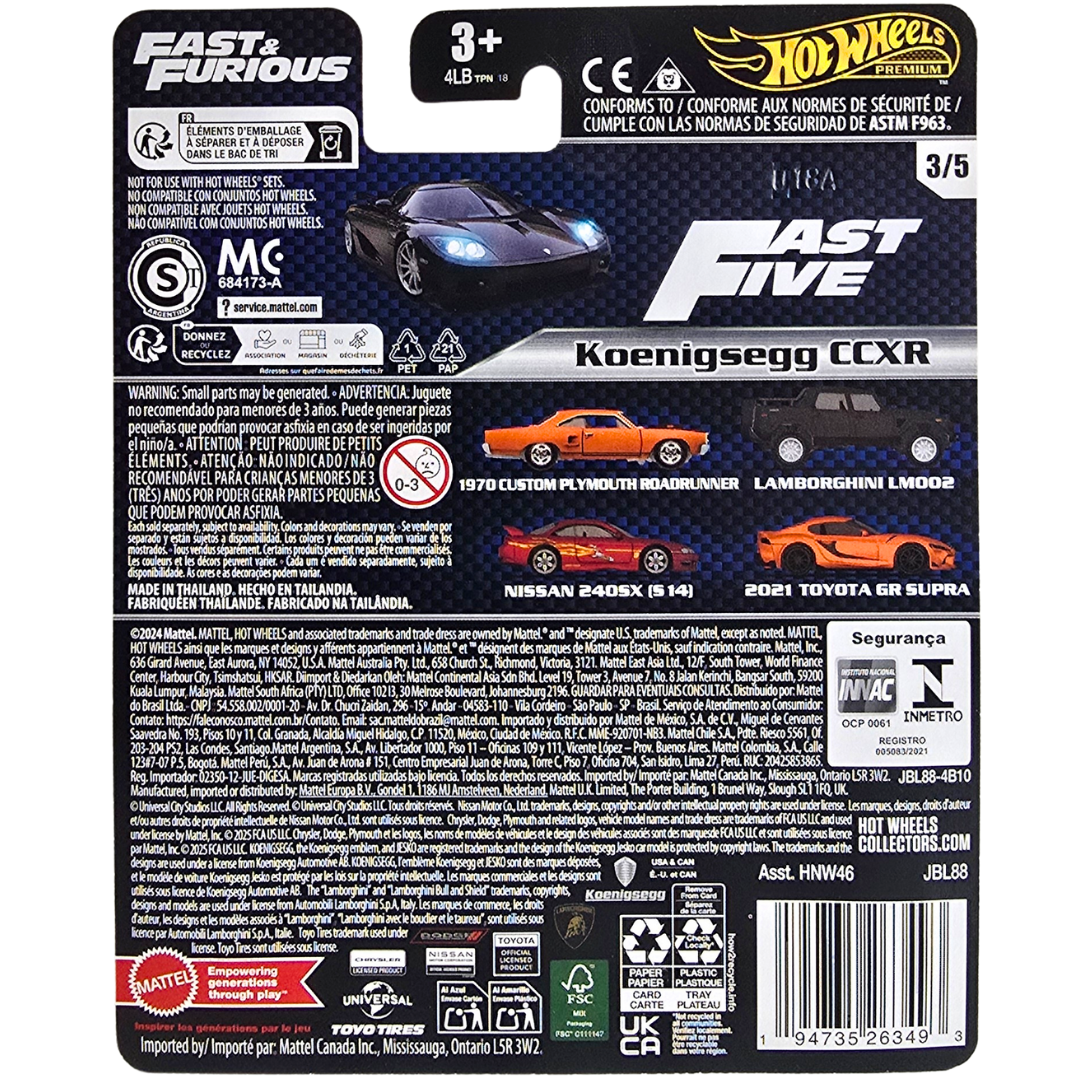 Hot Wheels Premium (Fast & Furious) - Koenigsegg CCXR