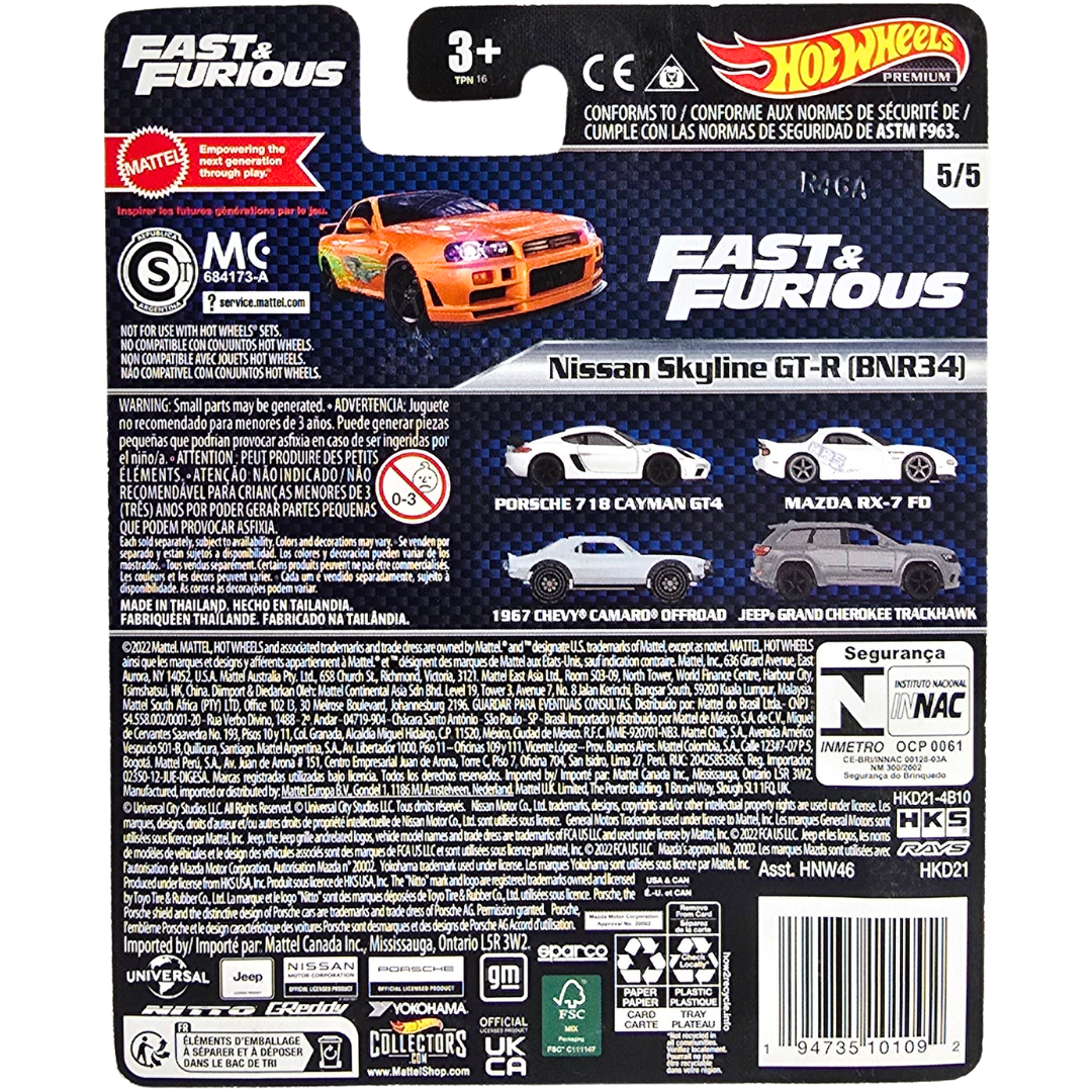 Hot Wheels Premium (Fast & Furious) - Nissan Skyline GT-R (BNR34)