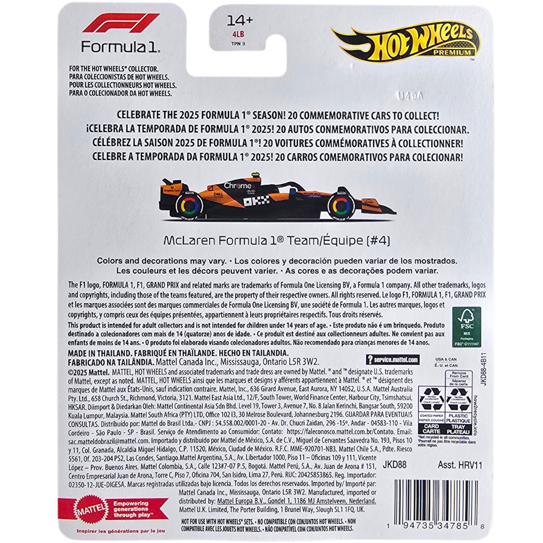 Hot Wheels Premium (Formula 1 2025) - McLaren Formula 1 Team/Équipe (#4)