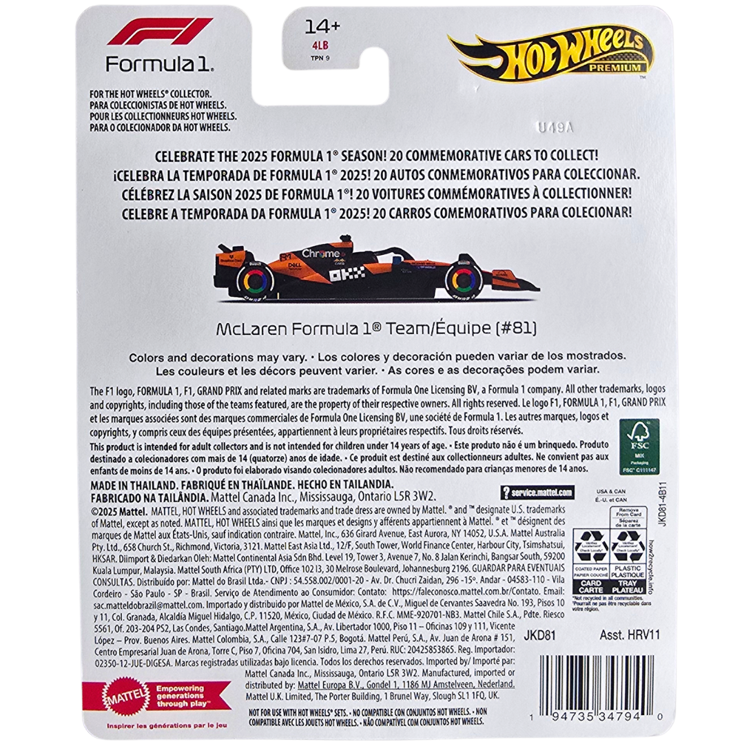 Hot Wheels Premium (Formula 1 2025) - McLaren Formula 1 Team/Équipe (#81)