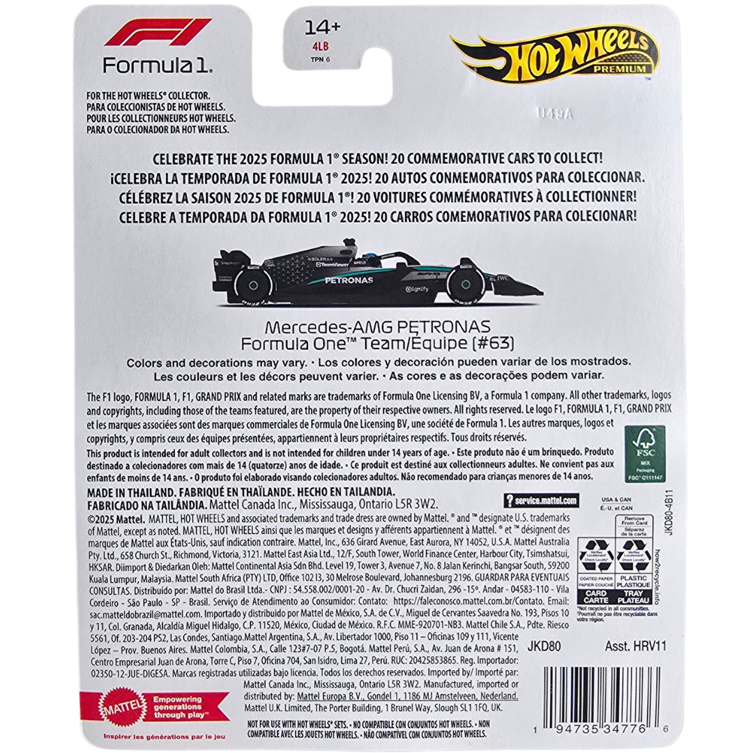 Hot Wheels Premium (Formula 1 2025) - Mercedes-AMG PETRONAS Formula One Team/Équipe (#63)