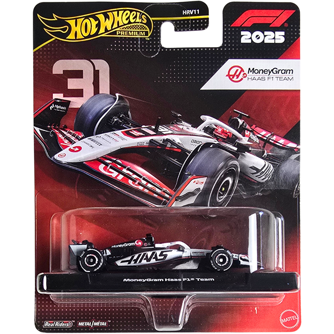 Hot Wheels Premium (Formula 1 2025) - MoneyGram Haas F1 Team/Équipe (#31)