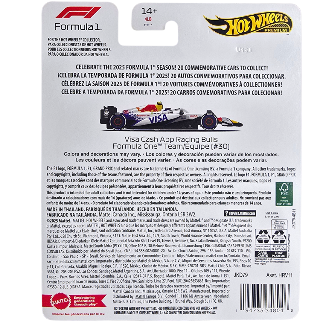 Hot Wheels Premium (Formula 1 2025) - Visa Cash App Racing Bulls Formula One Team/Équipe (#30)