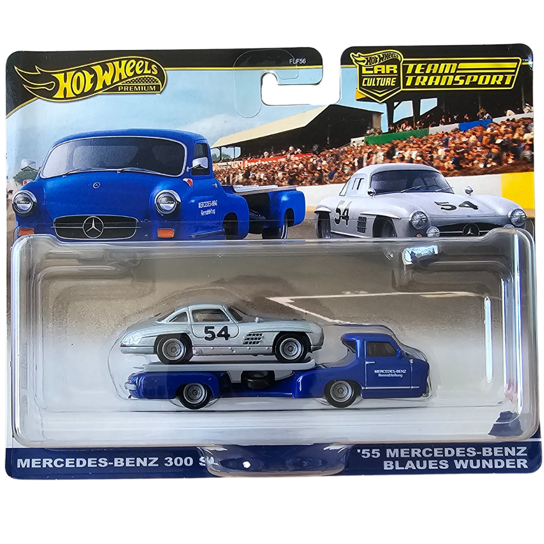 Hot Wheels Team Transport – Mercedes-Benz 300 SLR Con Transportista – Set De 2 Vehículos A Escala 1:64 Para Coleccionistas