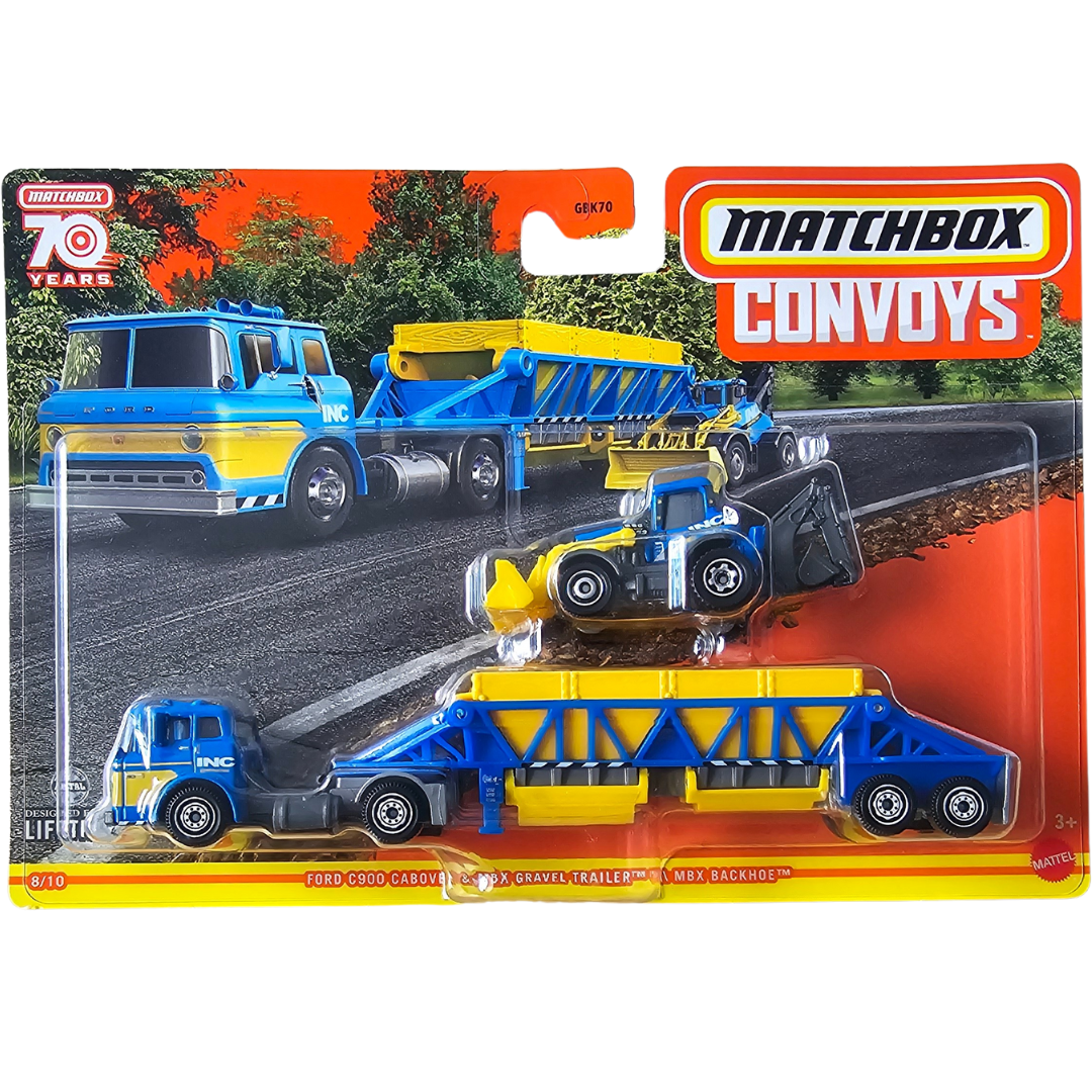 Matchbox Convoys - Ford C900 Cabover & MBX Gravel \\\ Trailer MBX Backhoe