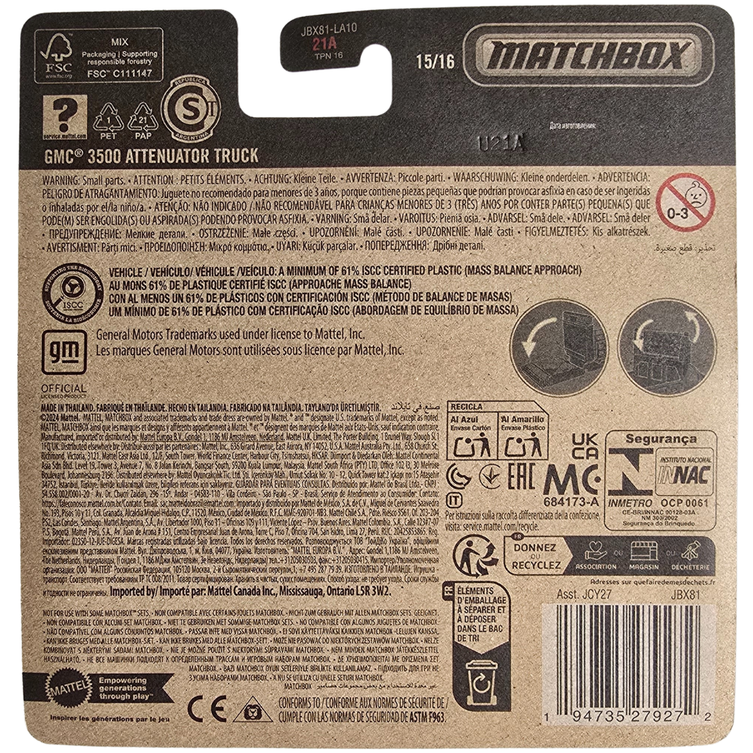 Matchbox Working Rigs - GMC 3500 Attenuator Truck