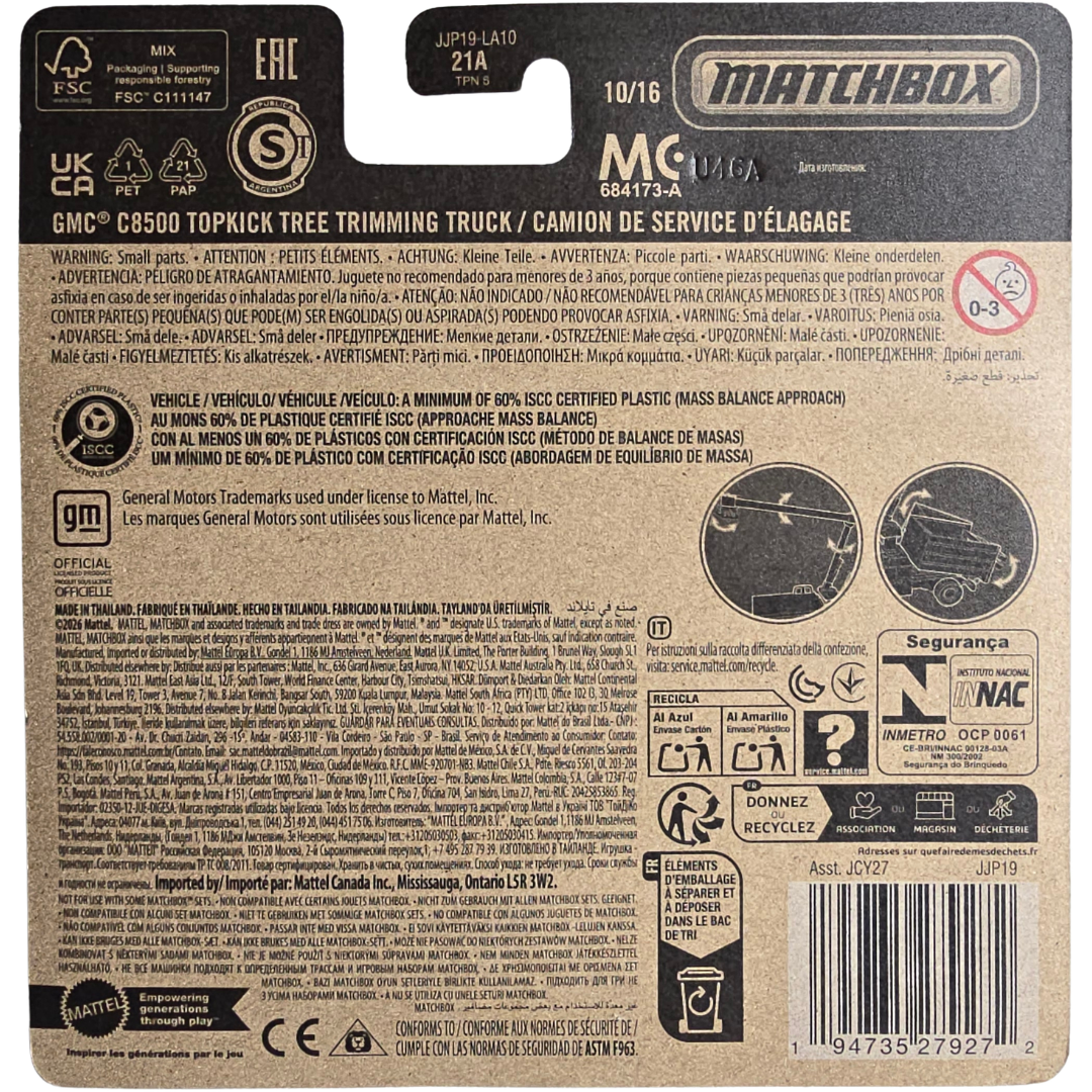 Matchbox Working Rigs - GMC C8500 Topkick Tree Trimming Truck / Camion De Service D'élagage