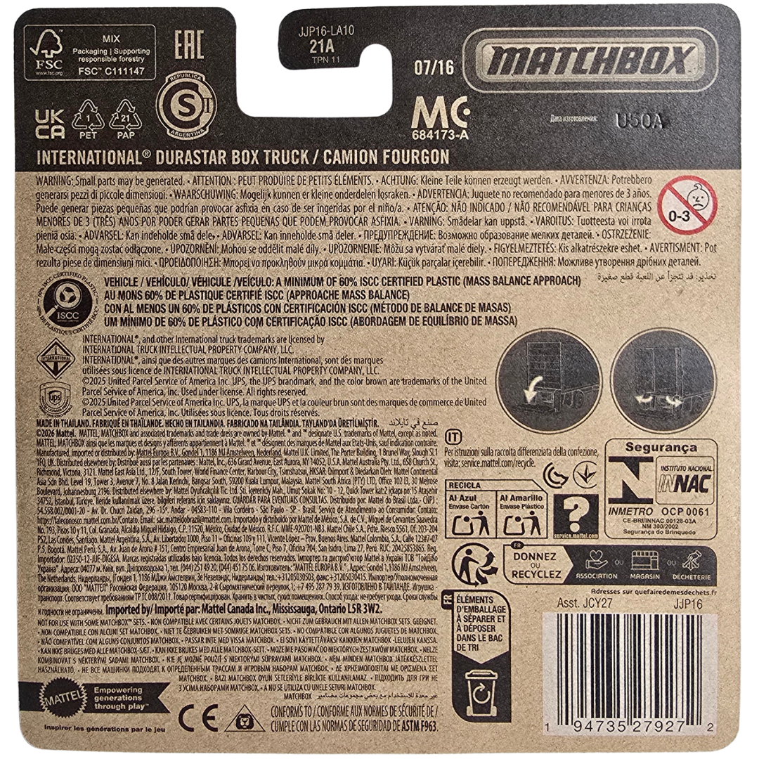 Matchbox Working Rigs - International Durastar Box Truck / Camion Fourgon