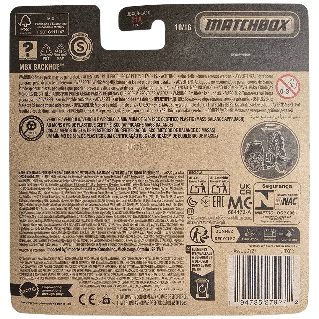 Matchbox Working Rigs - MBX Backhoe