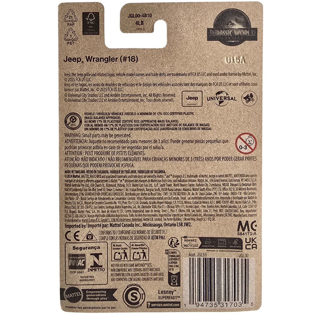 Matchbox (Jurassic World Rebirth) - Jeep Wrangler (#18)