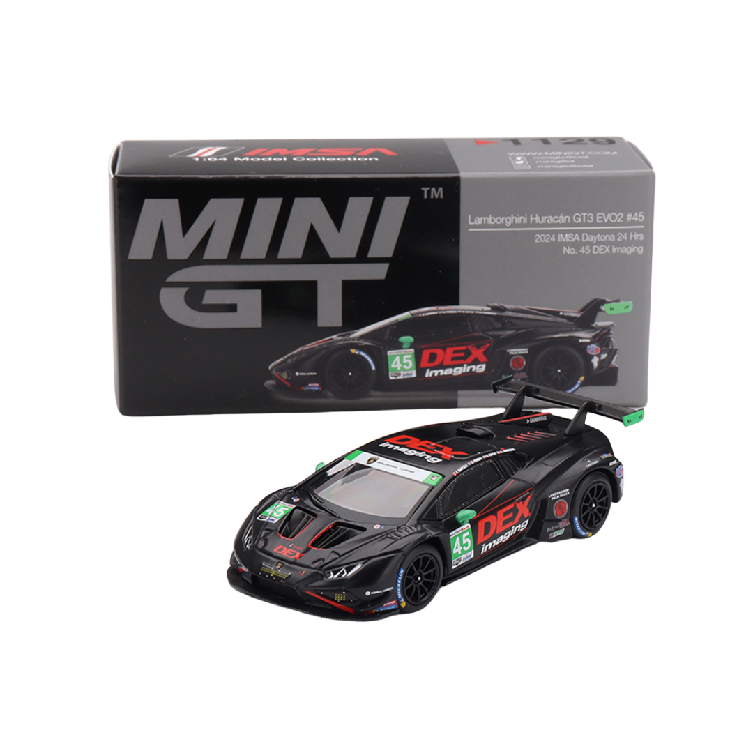 Mini GT - Lamborghini Huracán GT3 EVO2 #45 (2024 IMSA Daytona 24 Hrs No. 45 DEX Imaging)